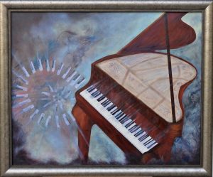 muzyka, obrazy olejne, pianino