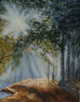 Pejzaż Spacer po lesie II, obraz akrylowy na płótnie lnianym, malarstwo nowoczesne